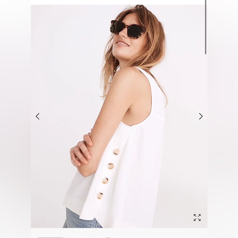 Madewell Linen-Blend Side-Button Tank Top, EUC, size XL